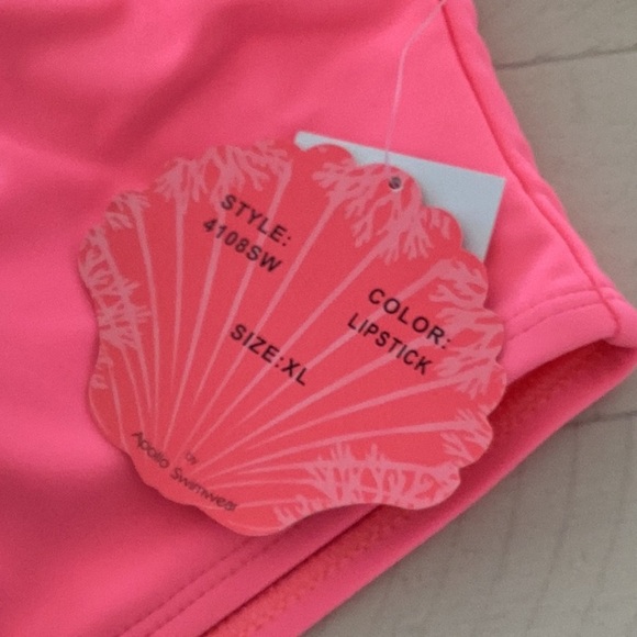 NWT Coral Tropics Apollo Swimwear 2 Piece Suit Lipstick Pink Bloomingdale’s XL - Picture 5 of 6